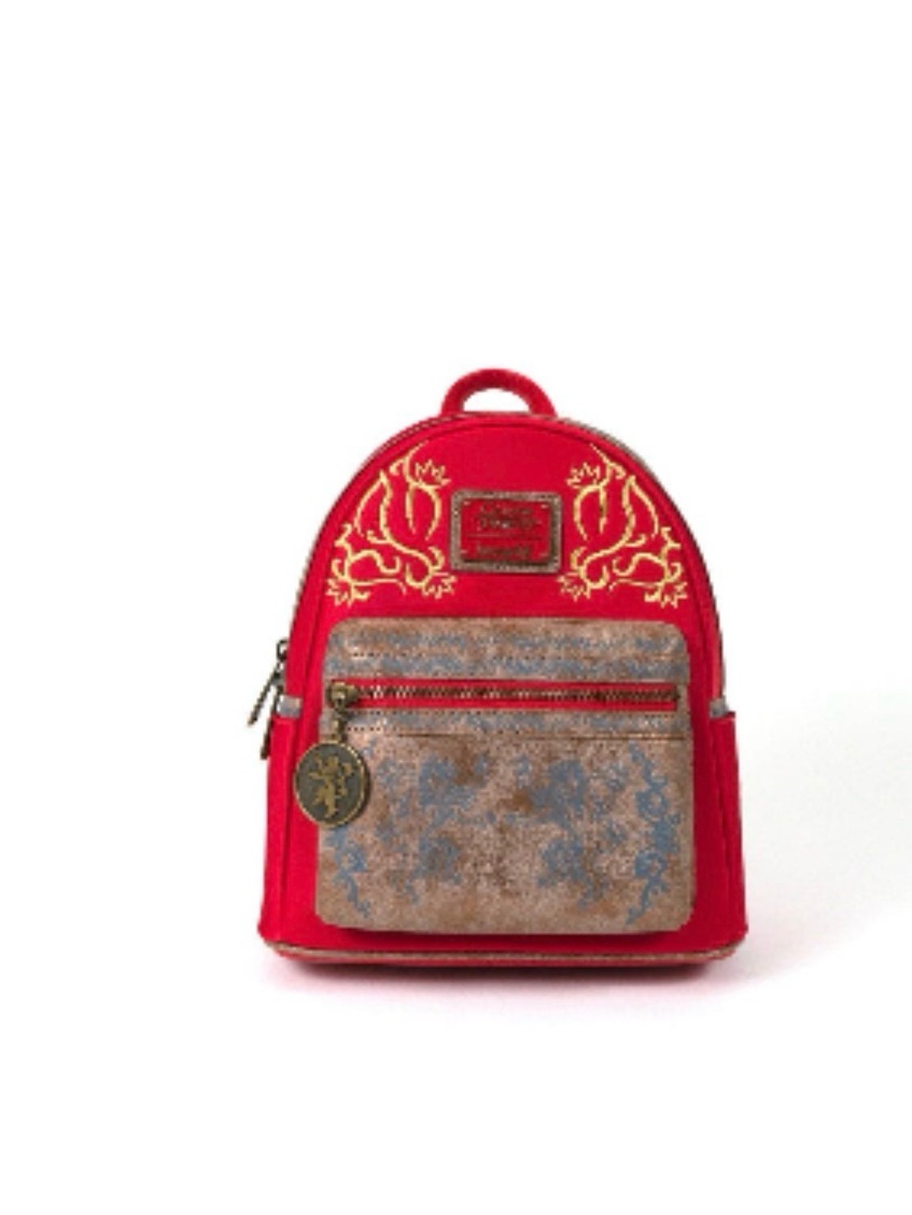 Mini Red Backpack with Embroidered Accents